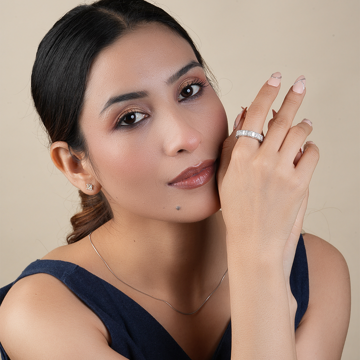 Baguette and Round Diamond Fashion Ring