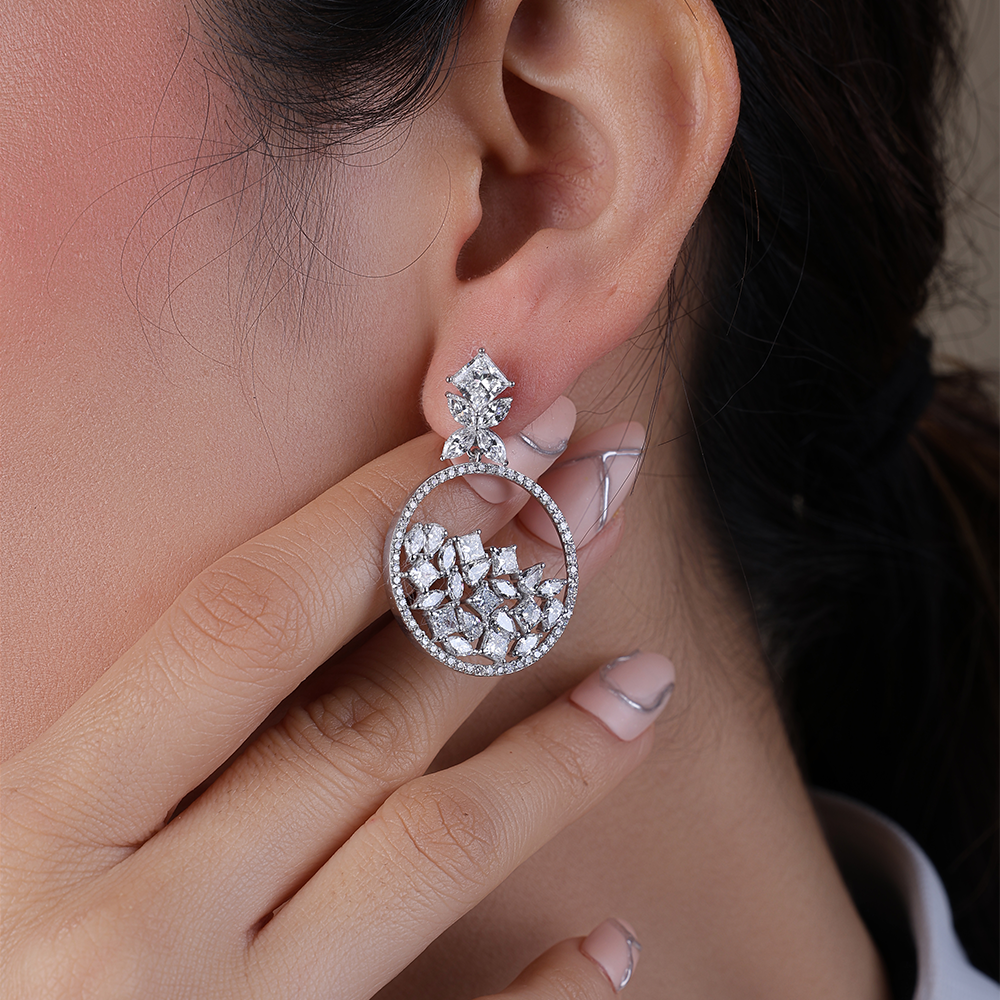 Multi-Shape Lab-Grown Diamond Drop Earrings for Reception