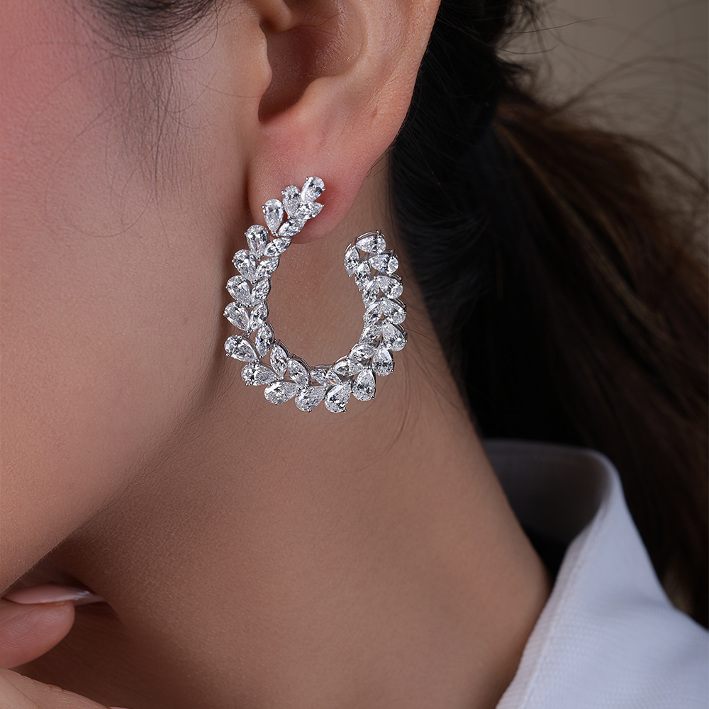 Lab Grown Diamond Pear & Marquise Shape Swirl Earrings