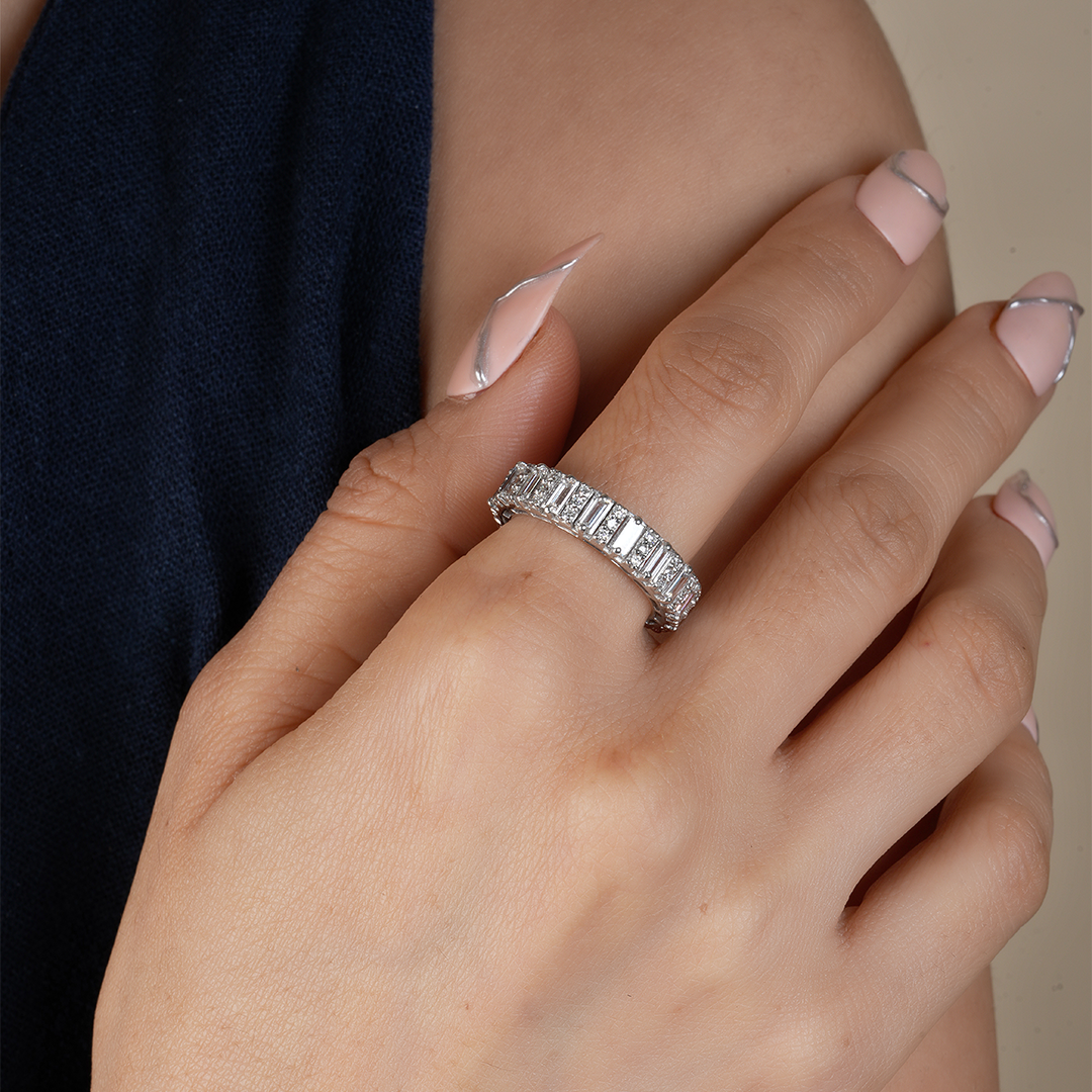 Baguette and Round Diamond Fashion Ring