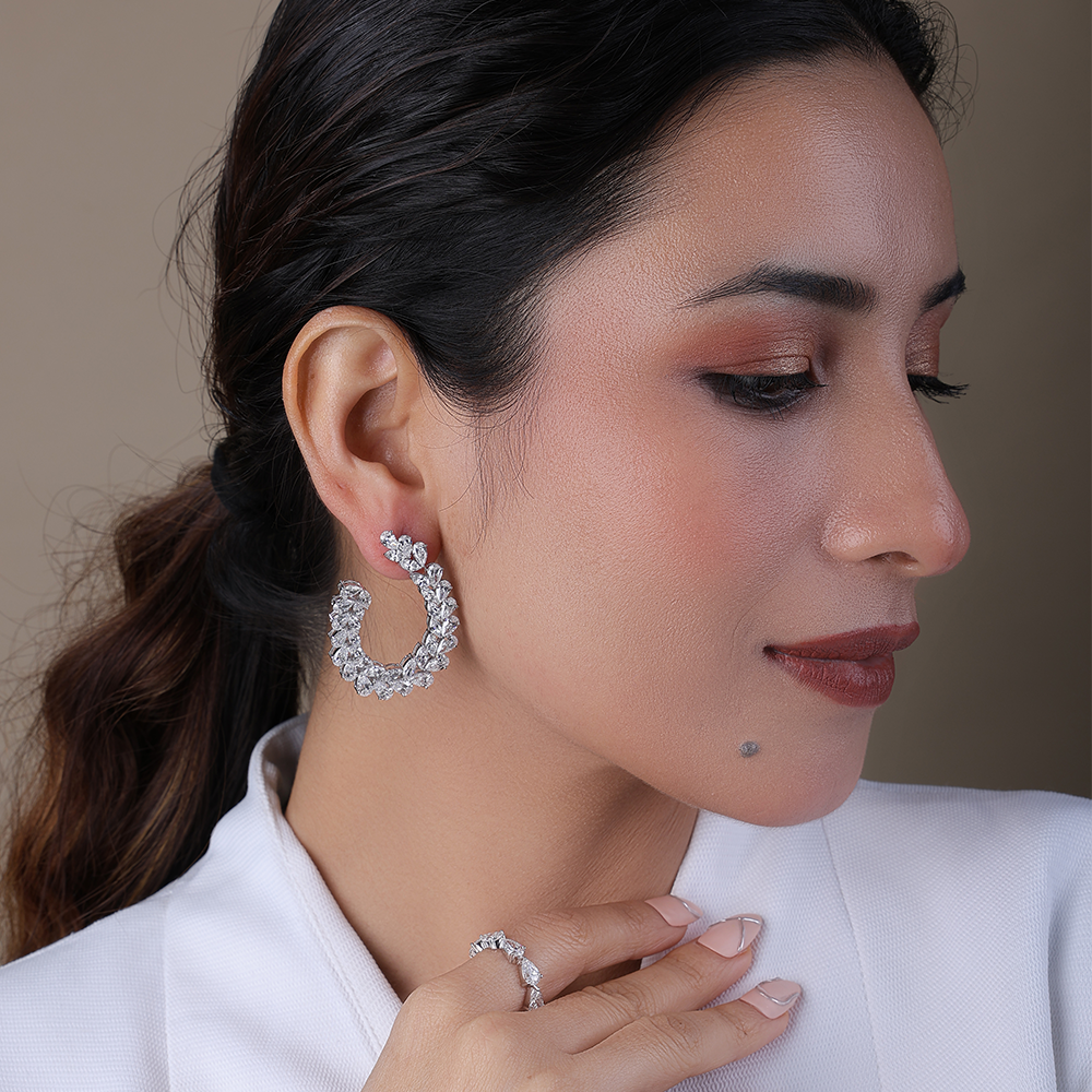 Lab Grown Diamond Pear & Marquise Shape Swirl Earrings