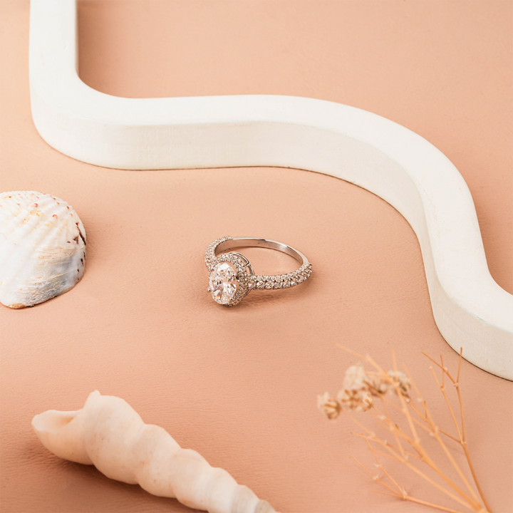 Oval Cut Lab Grown Diamond Halo Engagement Ring