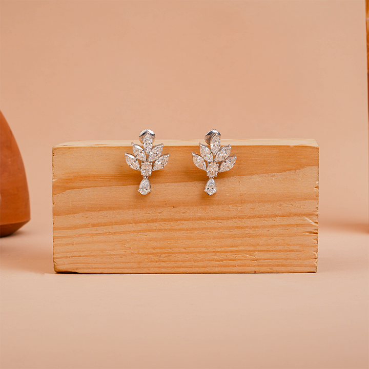 Radiant Leaf Cluster Patel Drop Lab Grown Diamond Earrings