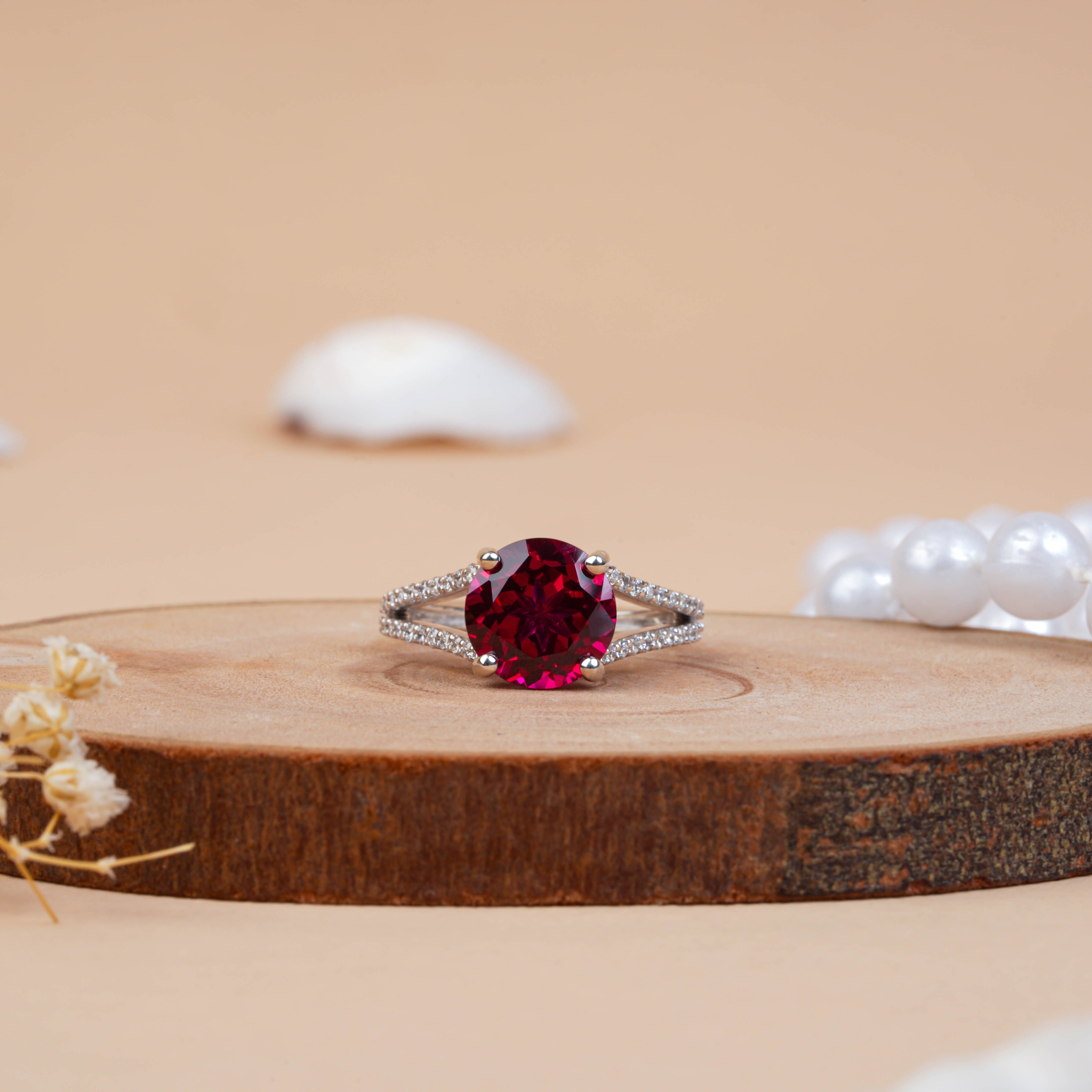 Vintage Round Rudy & Lab Diamond Promise Ring