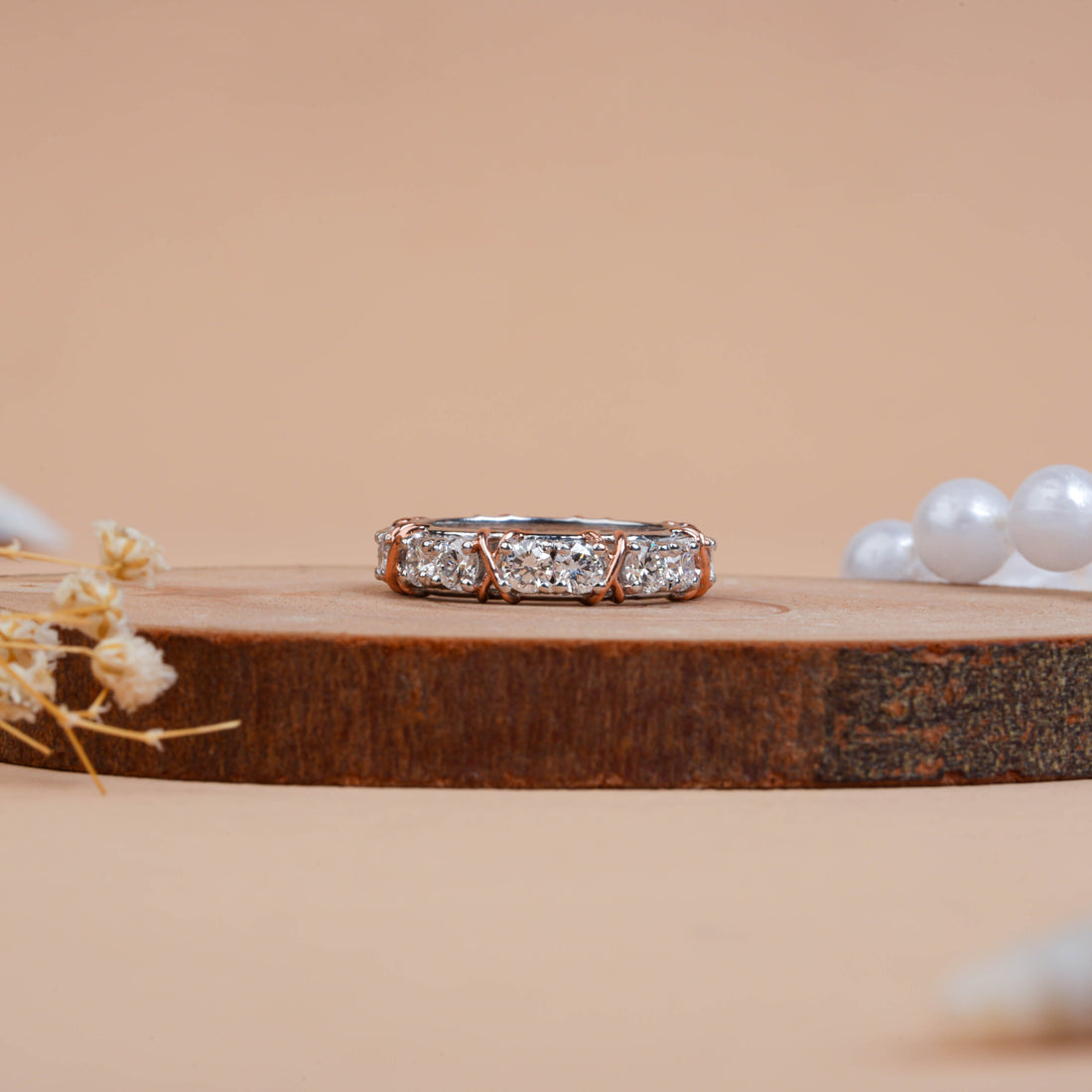 Round Lab Grown Diamond Full Eternity Wedding Band Ring