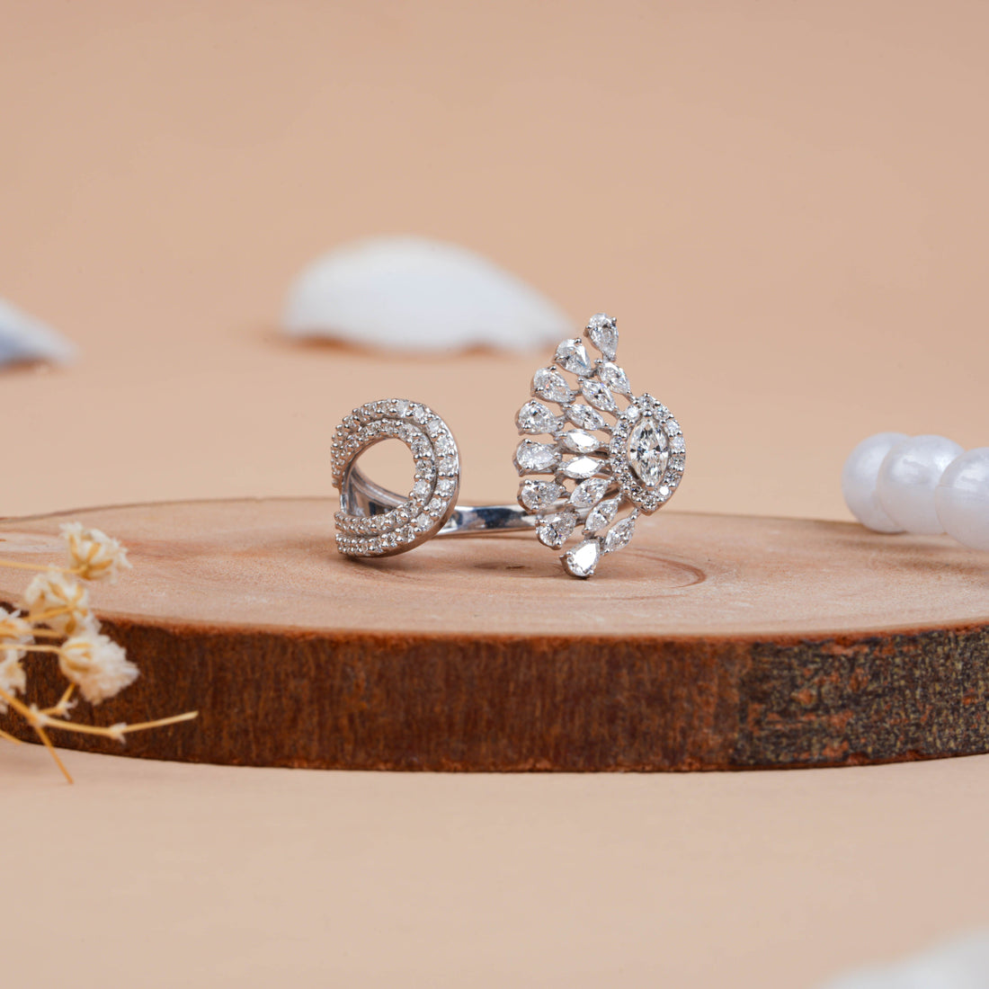 Peacock Heritage Adjustable Ring with Pear Marquise Diamond