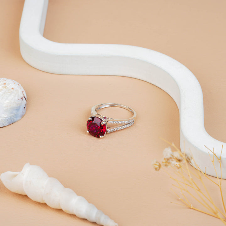 Vintage Round Rudy & Lab Diamond Promise Ring