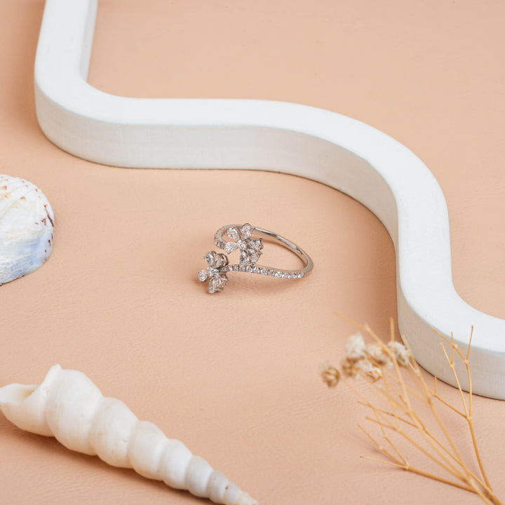 Pear & Round Cut Lab Grown Diamond Twin Flower Ring