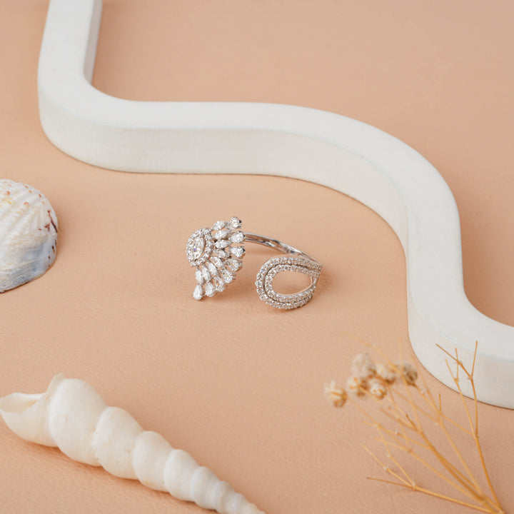 Peacock Heritage Adjustable Ring with Pear Marquise Diamond