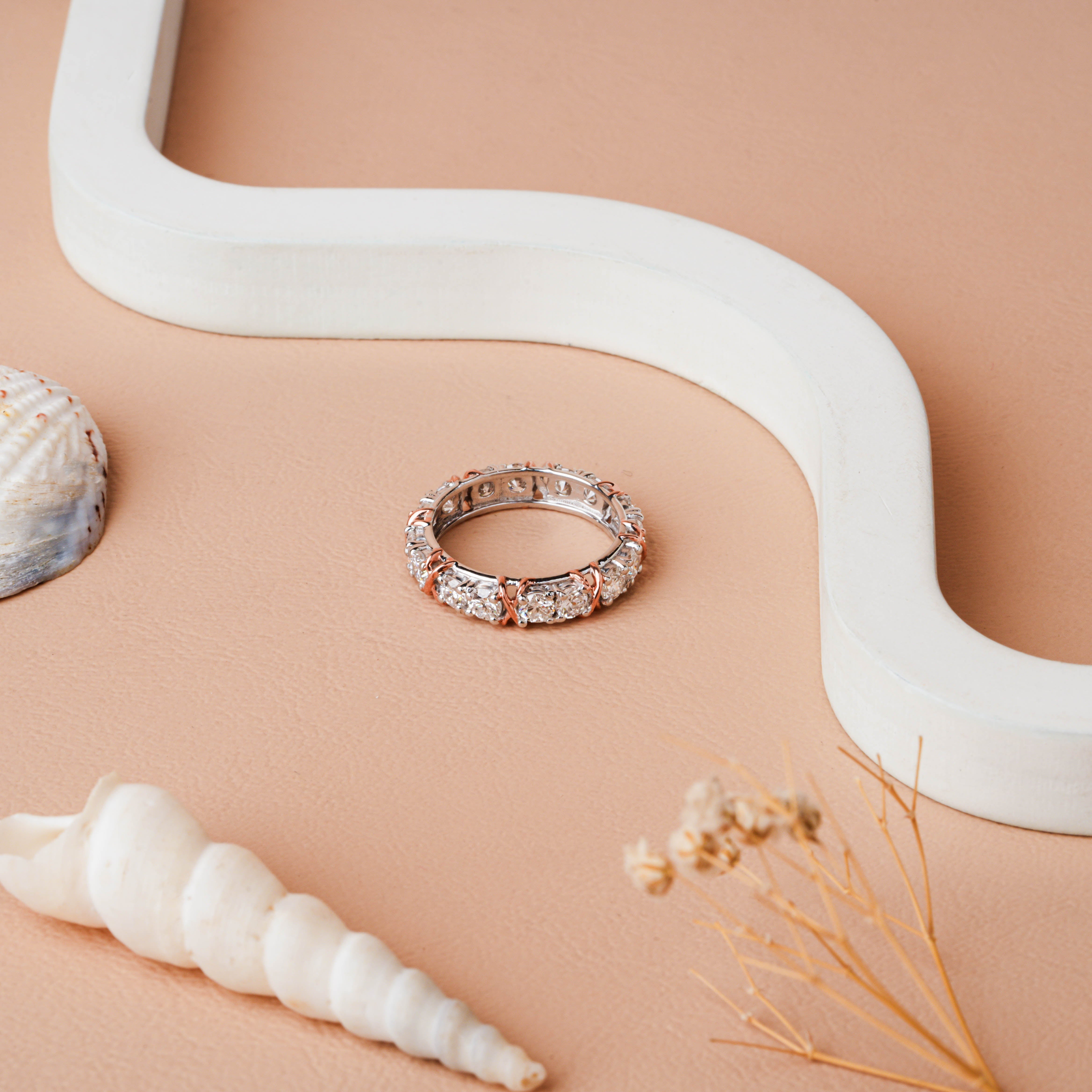 Round Lab Grown Diamond Full Eternity Wedding Band Ring