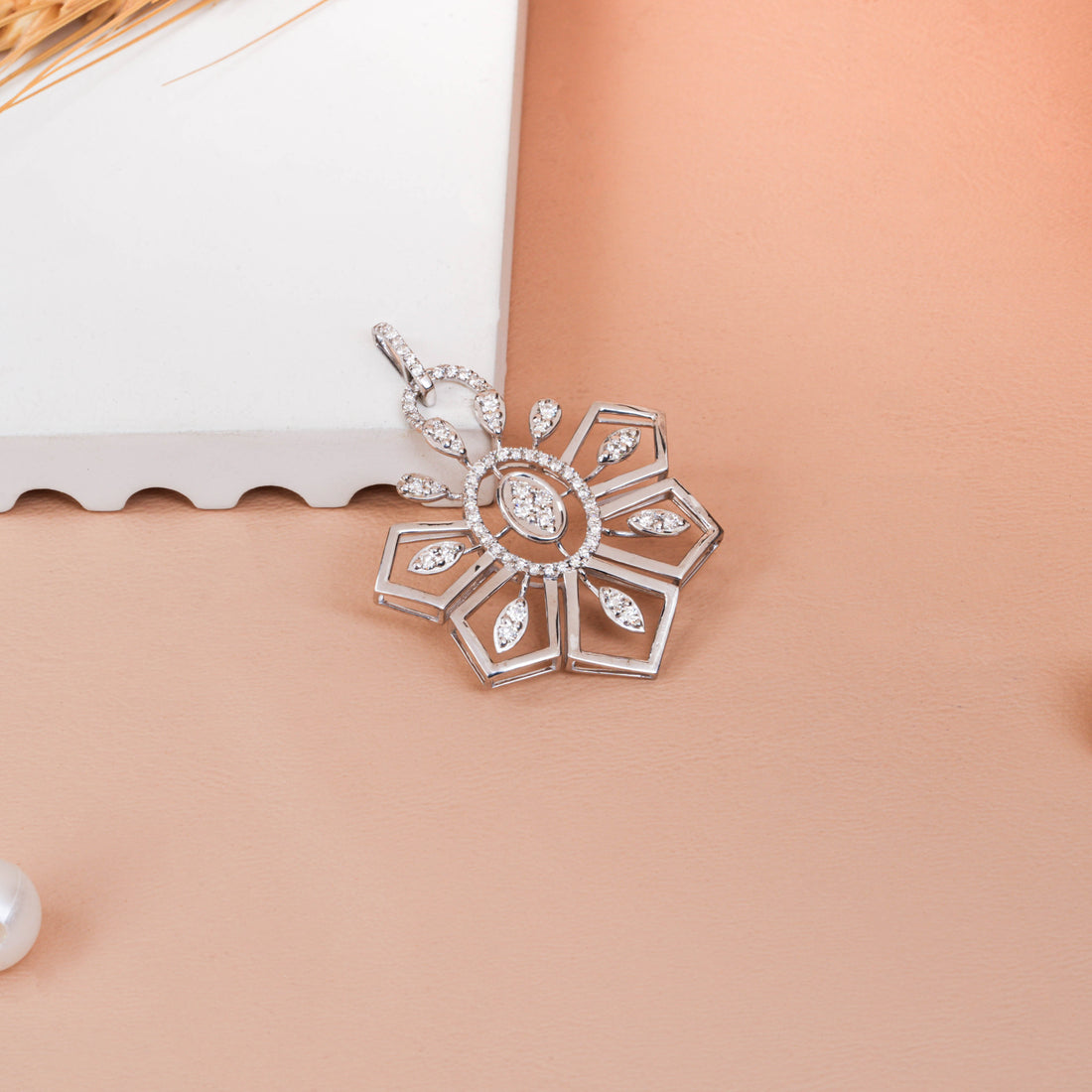 Vintage Sunburst Lab Grown Diamond Statement Pendant