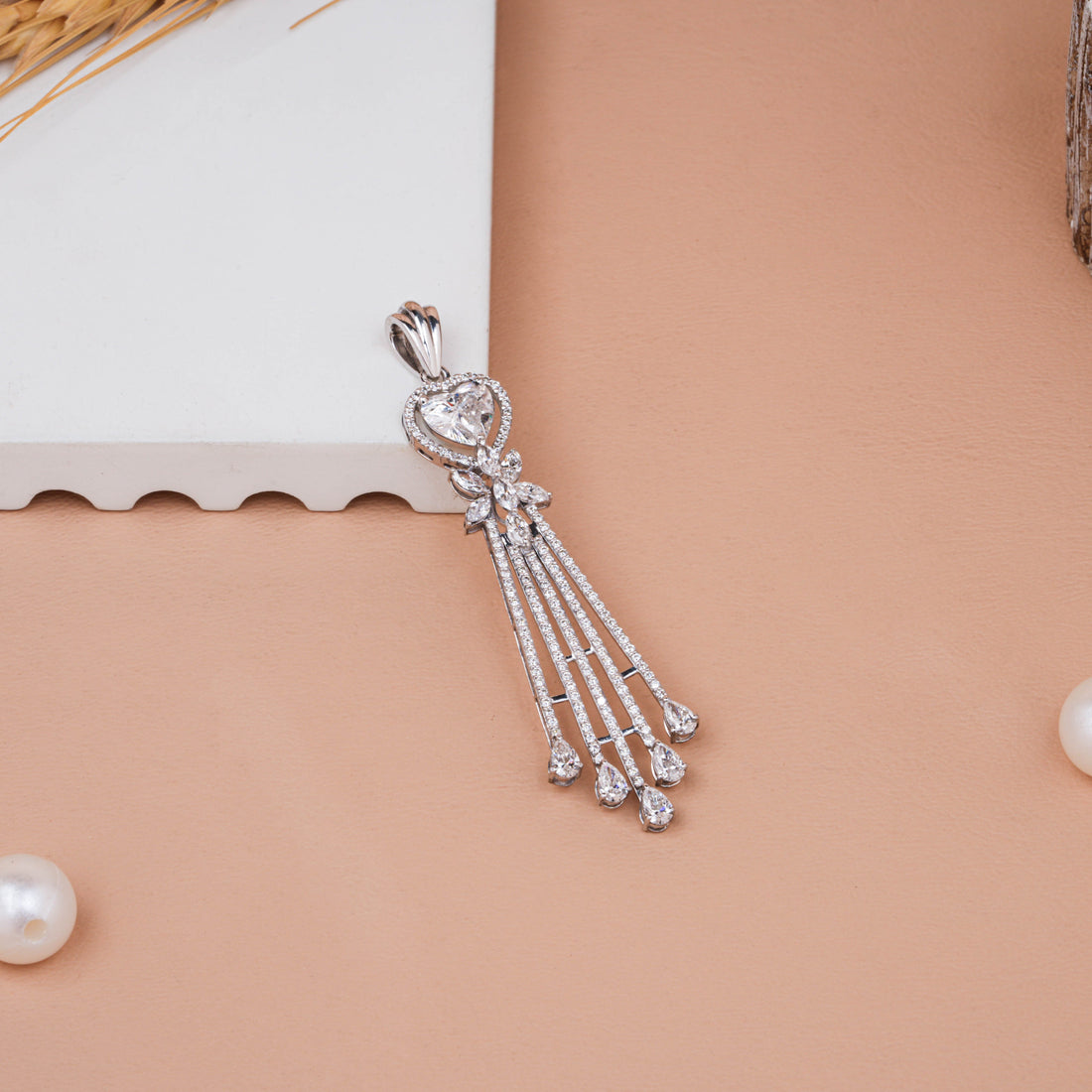 Grand Waterfall Multi-Cut Lab-Grown Diamond Pendant For Luxury Wedding Gift