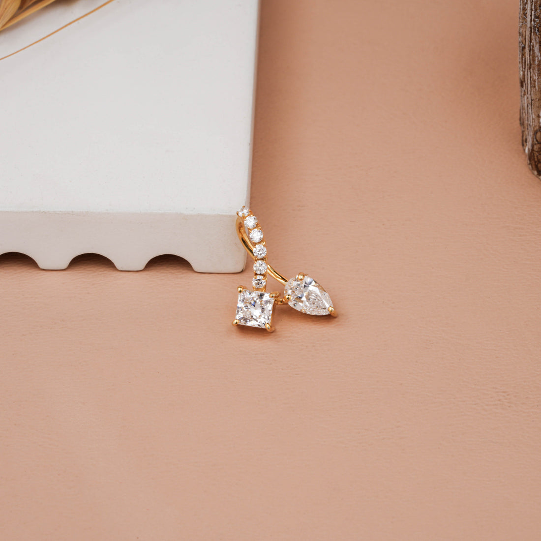 Pear Princess Cut Lab Diamond Pendant for Women