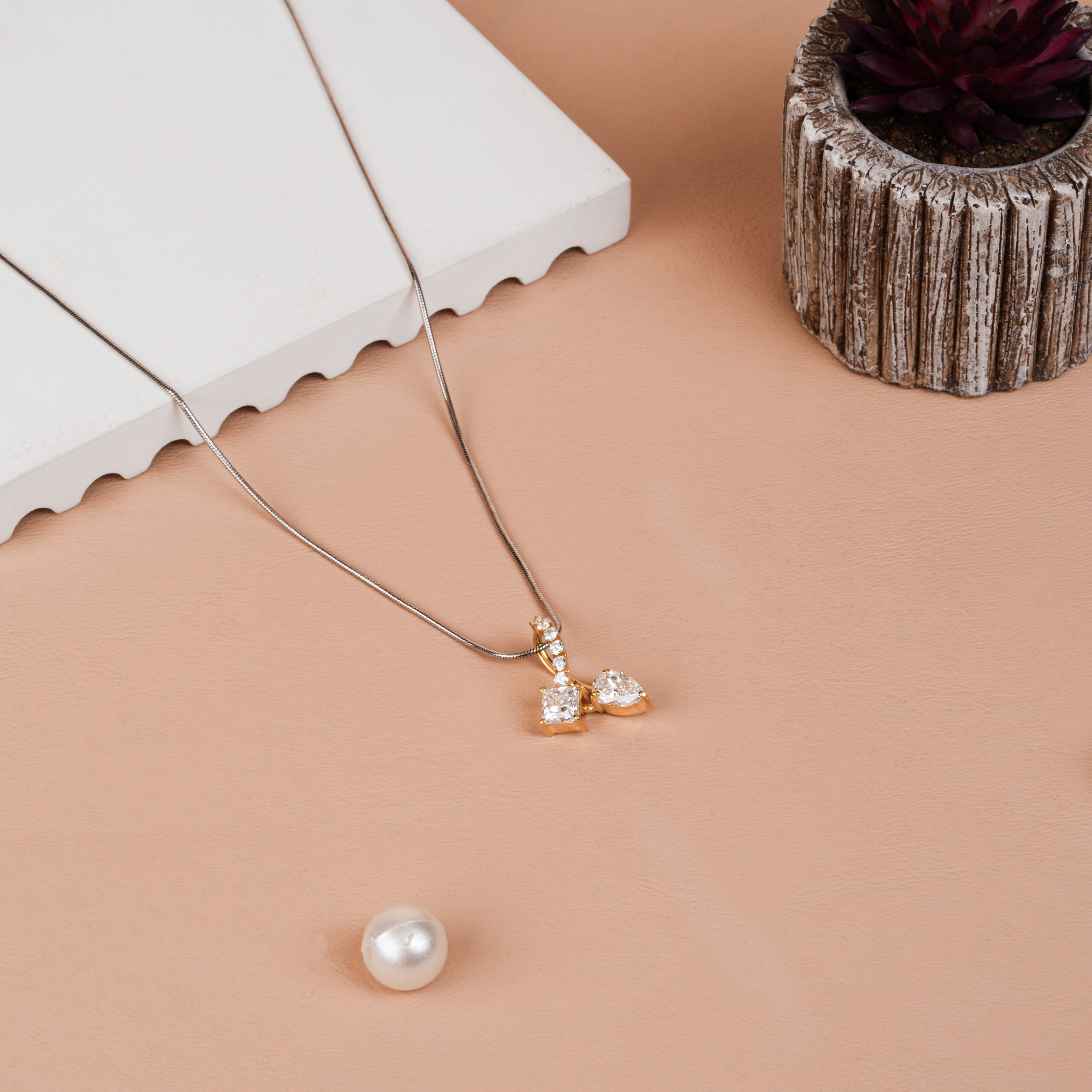 Pear Princess Cut Lab Diamond Pendant for Women