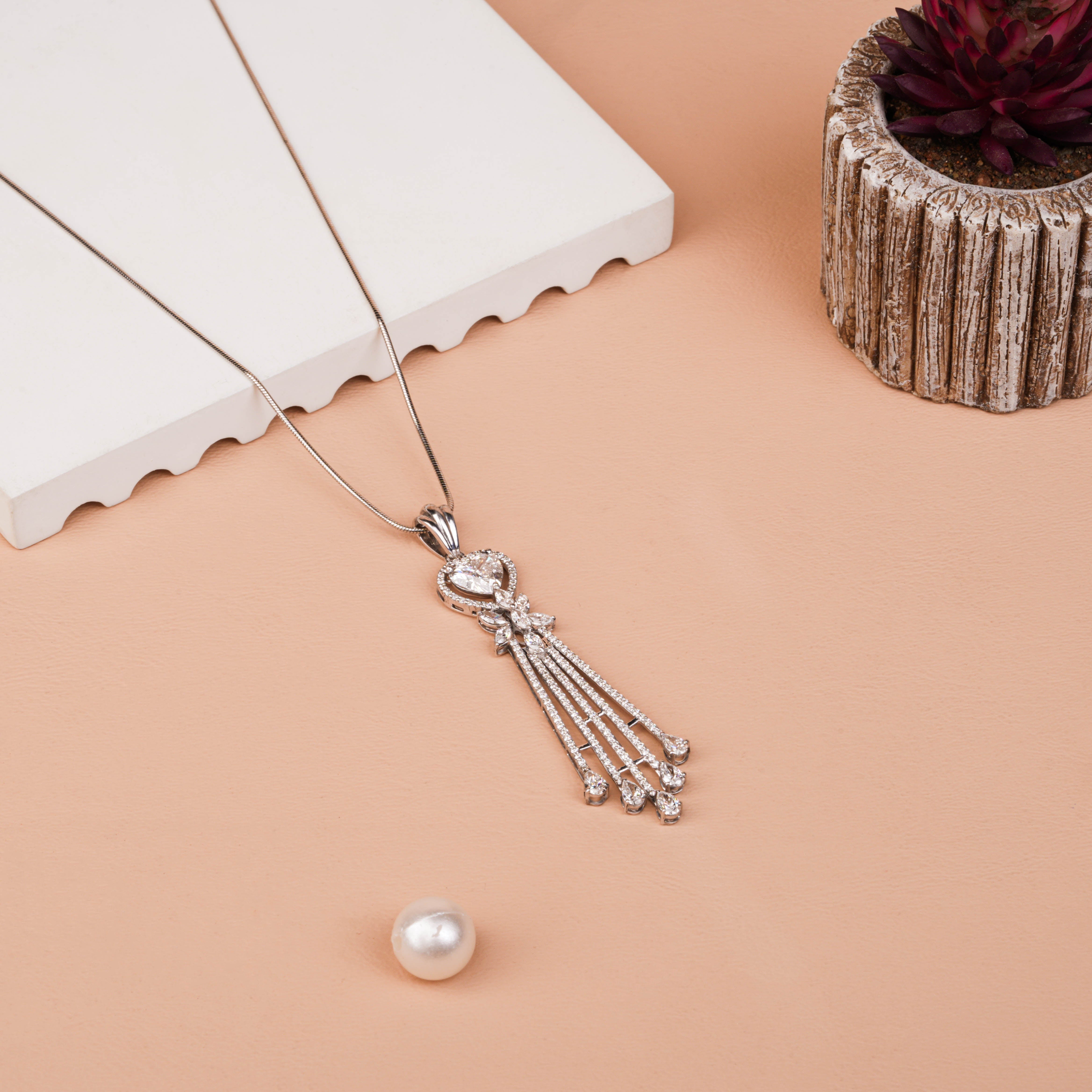 Grand Waterfall Multi-Cut Lab-Grown Diamond Pendant For Luxury Wedding Gift