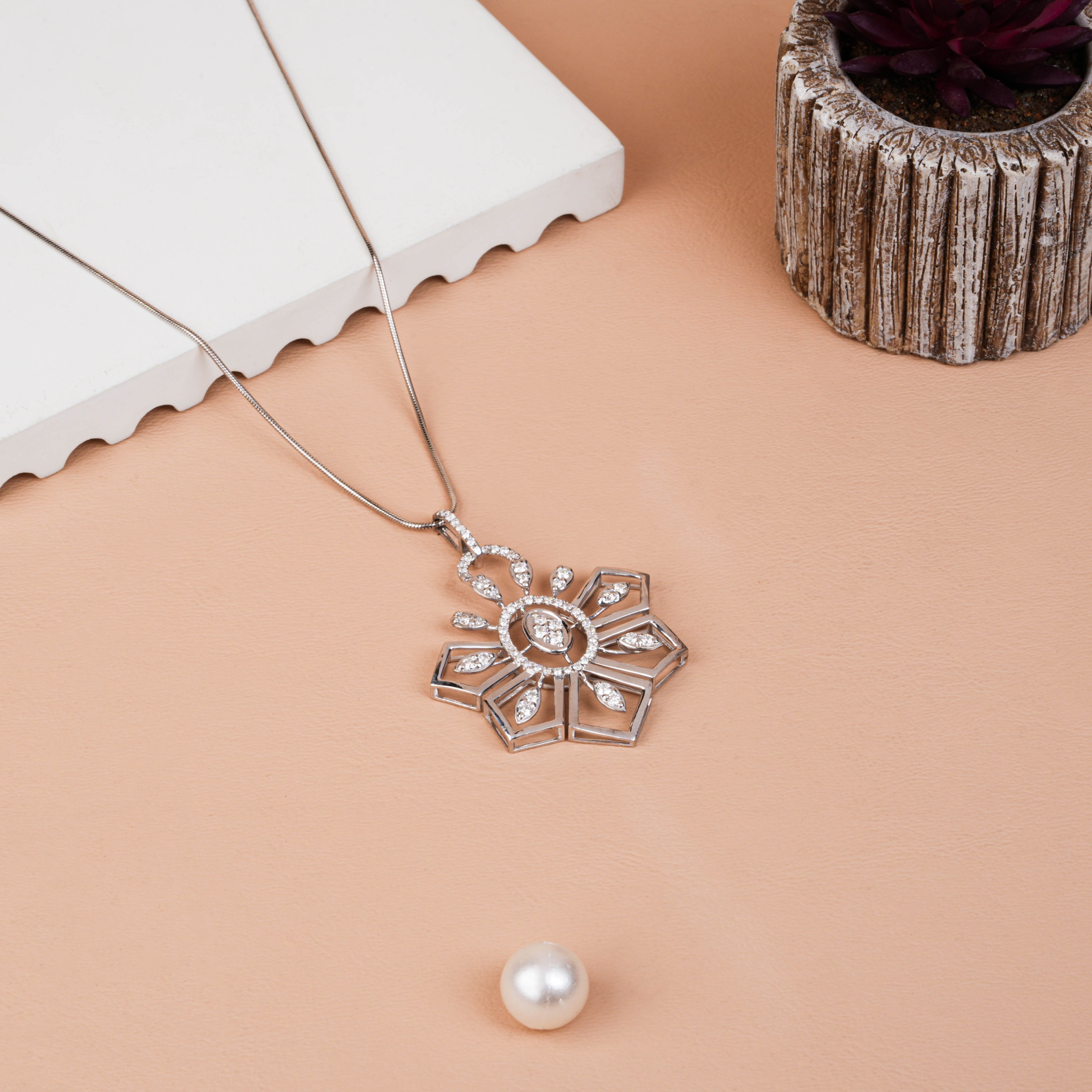 Vintage Sunburst Lab Grown Diamond Statement Pendant