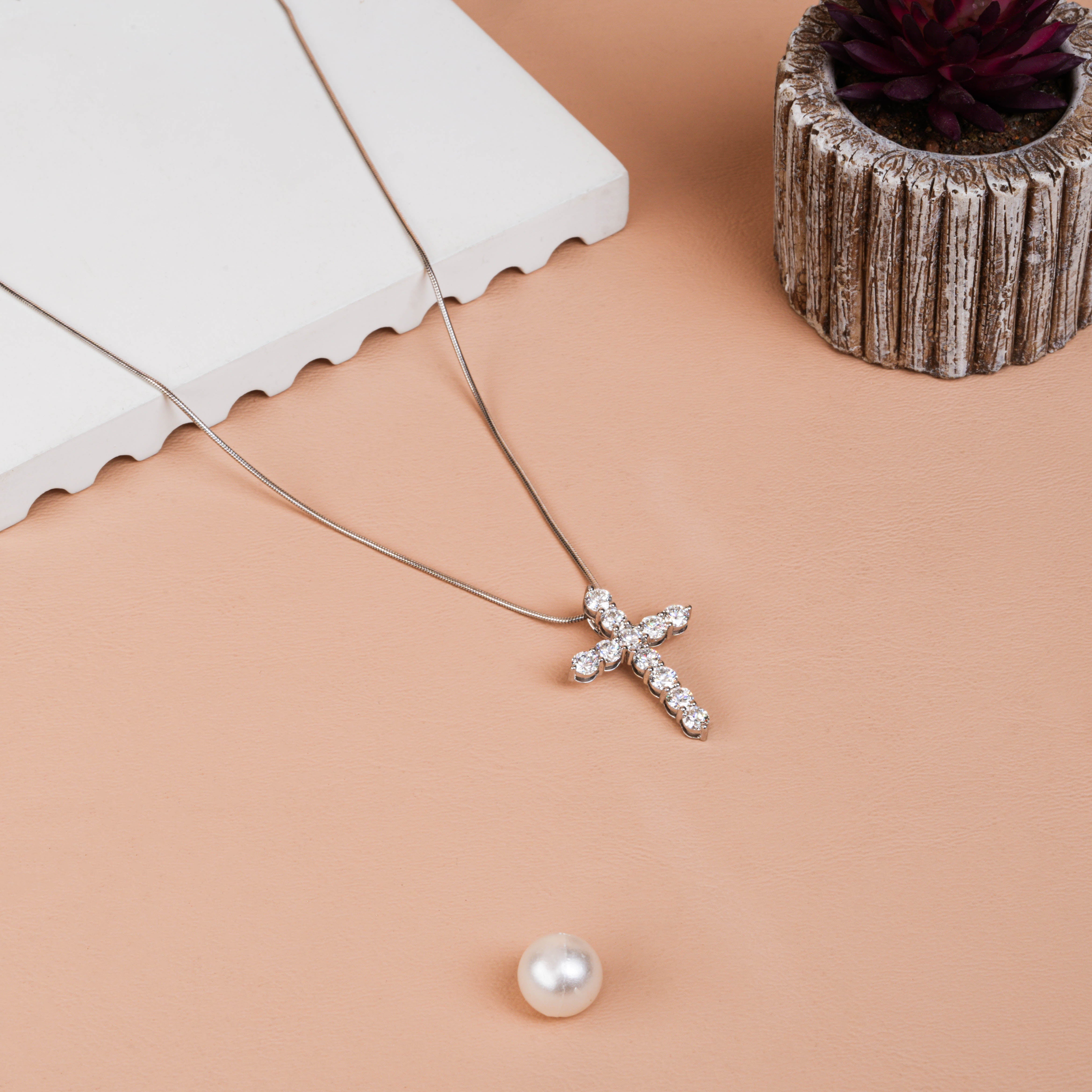 Classic Lab-Grown Diamond Cross Pendant