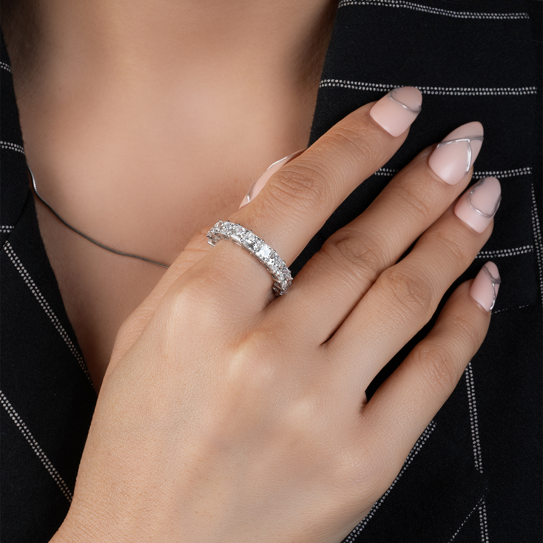 Princess Cut Criss Cross Victorian Engagement Ring