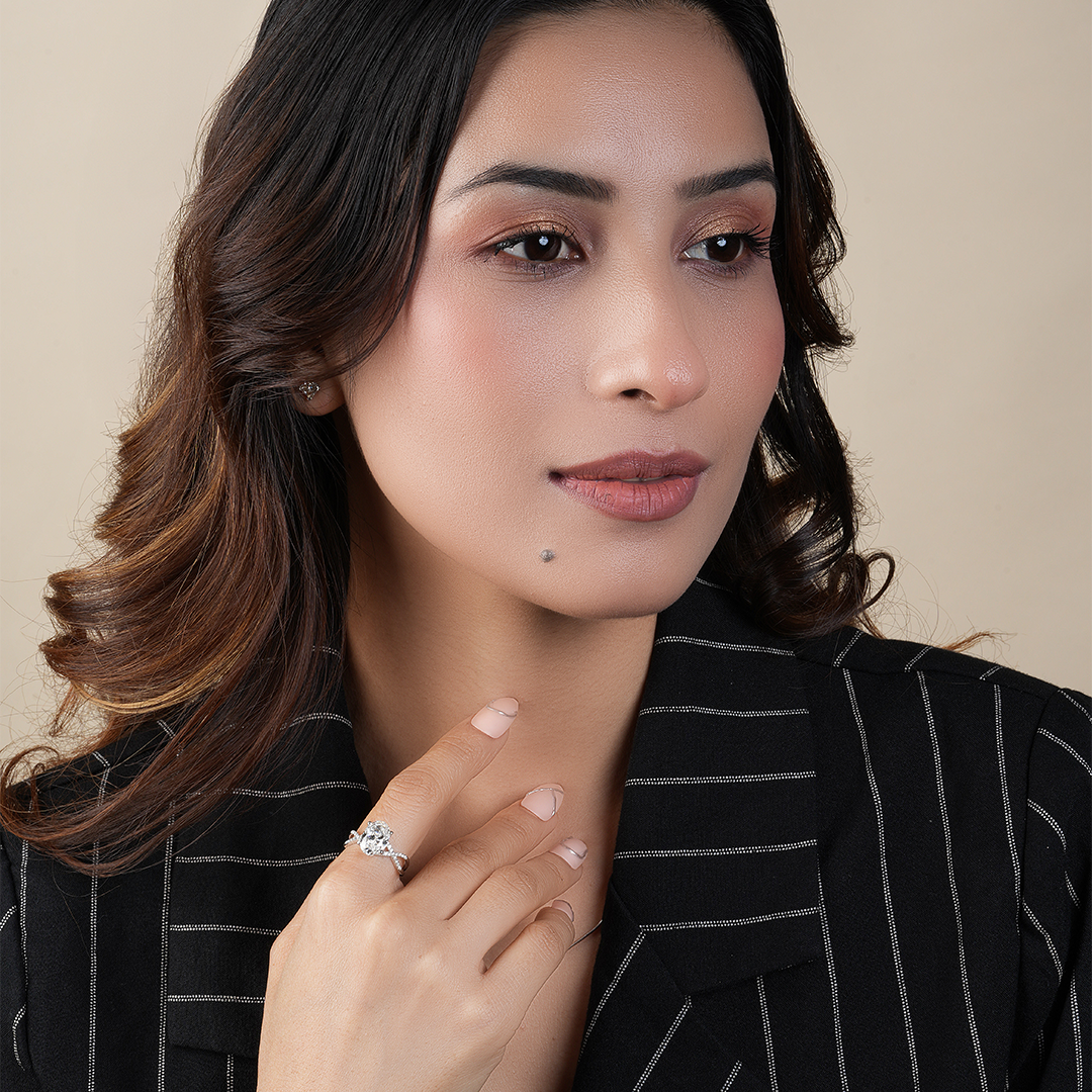 Vintage Oval Cut Diamond Twisted Engagement Ring