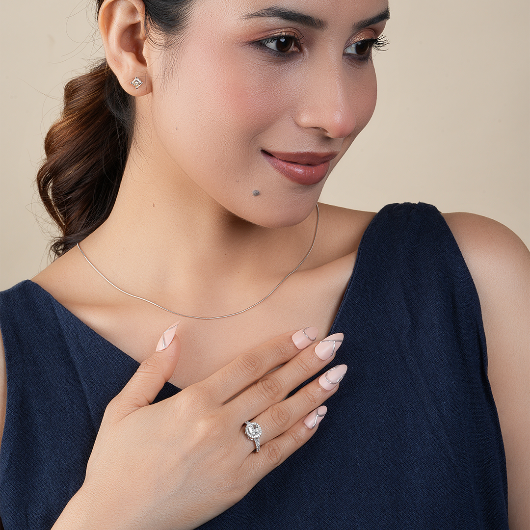 Gold Cushion And Round Cut Diamond Engagement Ring