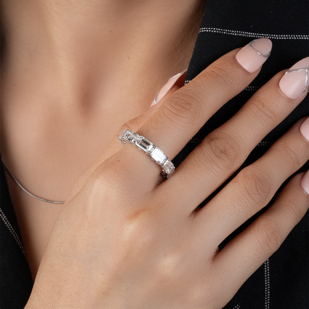 Baguette Cut Full Eternity Diamond Wedding Band