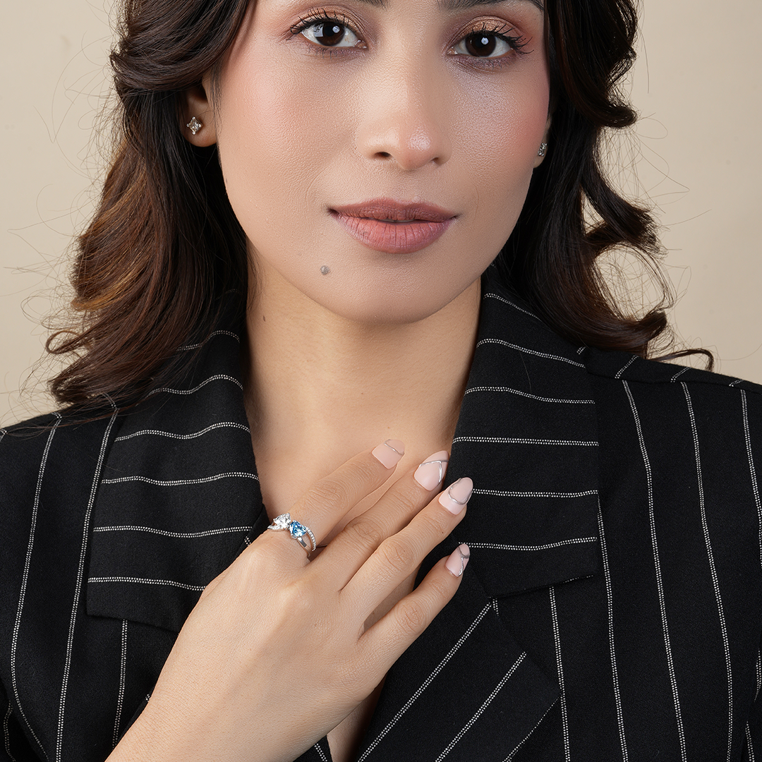 Double Heart Shape Diamond Engagement - Wedding Ring