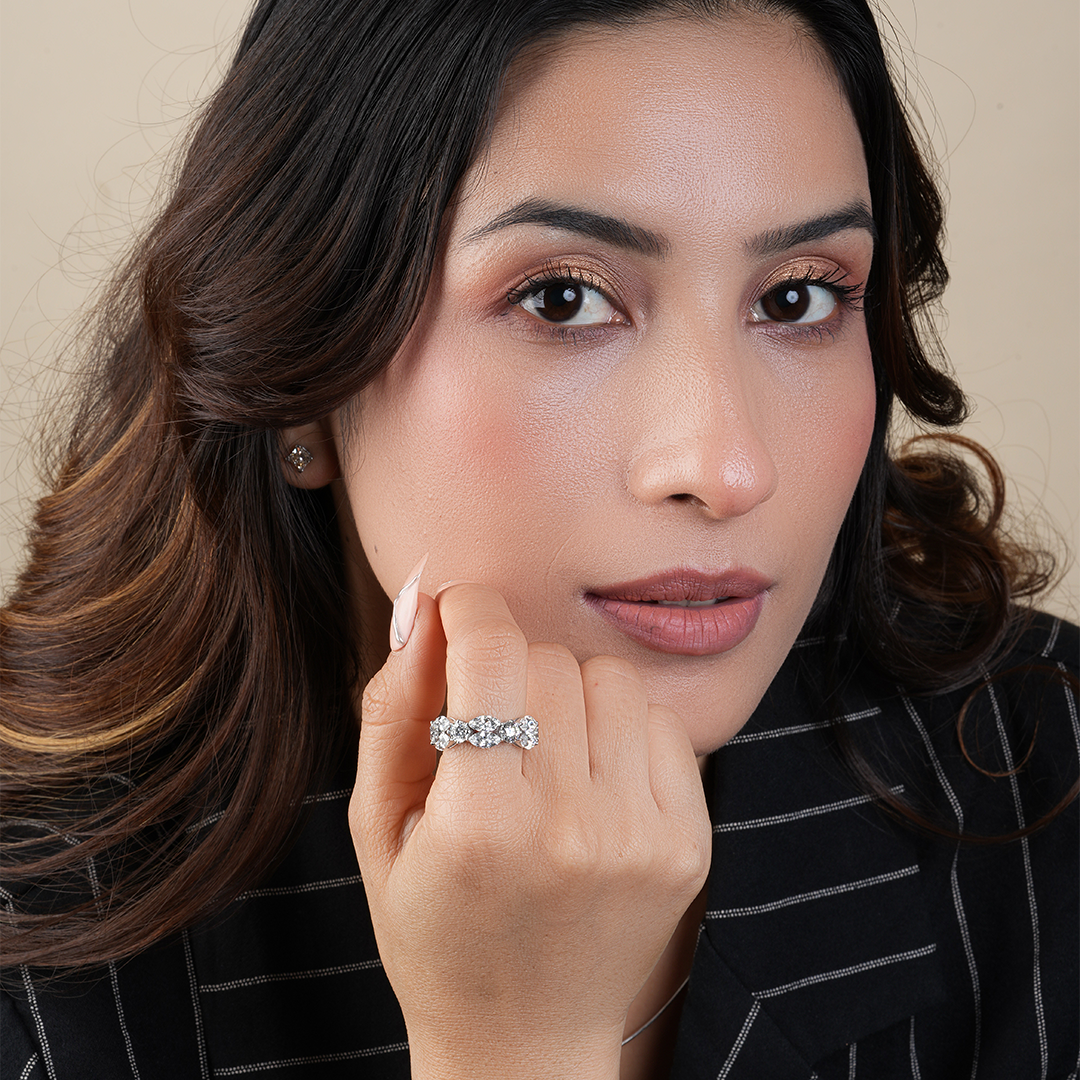 Marquise and Round Cut Diamond Eternity Band for Her