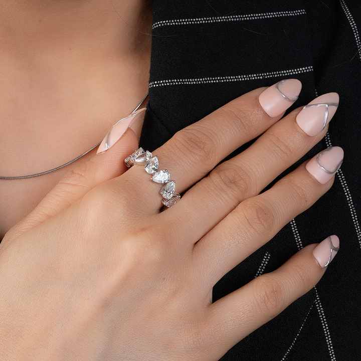 Pear Cut Diamond Eternity Wedding Bands for Women