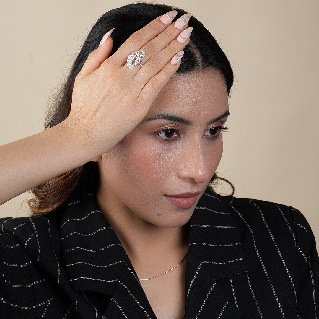 Pear-Cut Lab Grown Diamond Fancy Cluster Ring