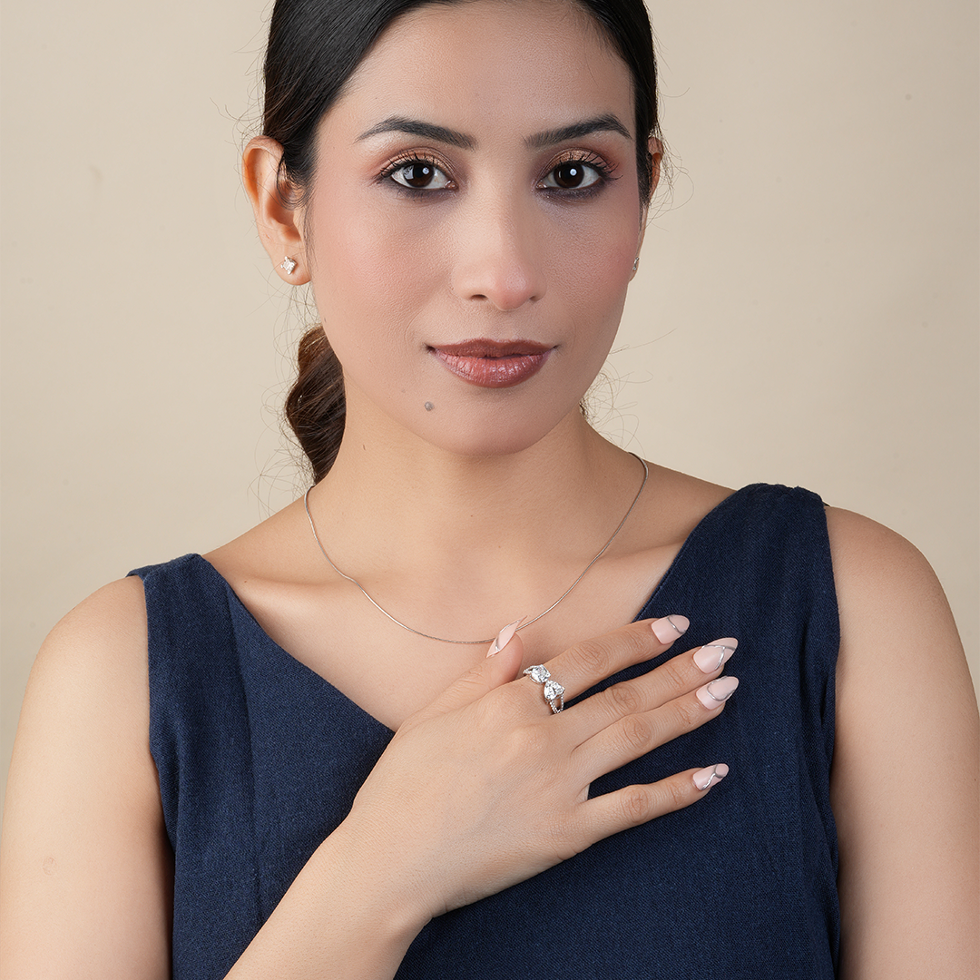 Heart & Cushion Duo Lab Grown Diamond Engagement Ring