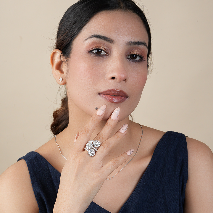 Round Three-Tier Lab-Grown Diamond Cluster Ring