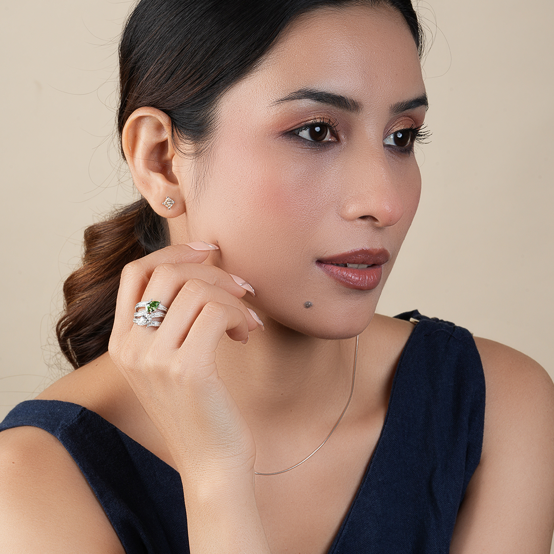 Crossover Multi Layered Pear Cut Diamond Cocktail Ring