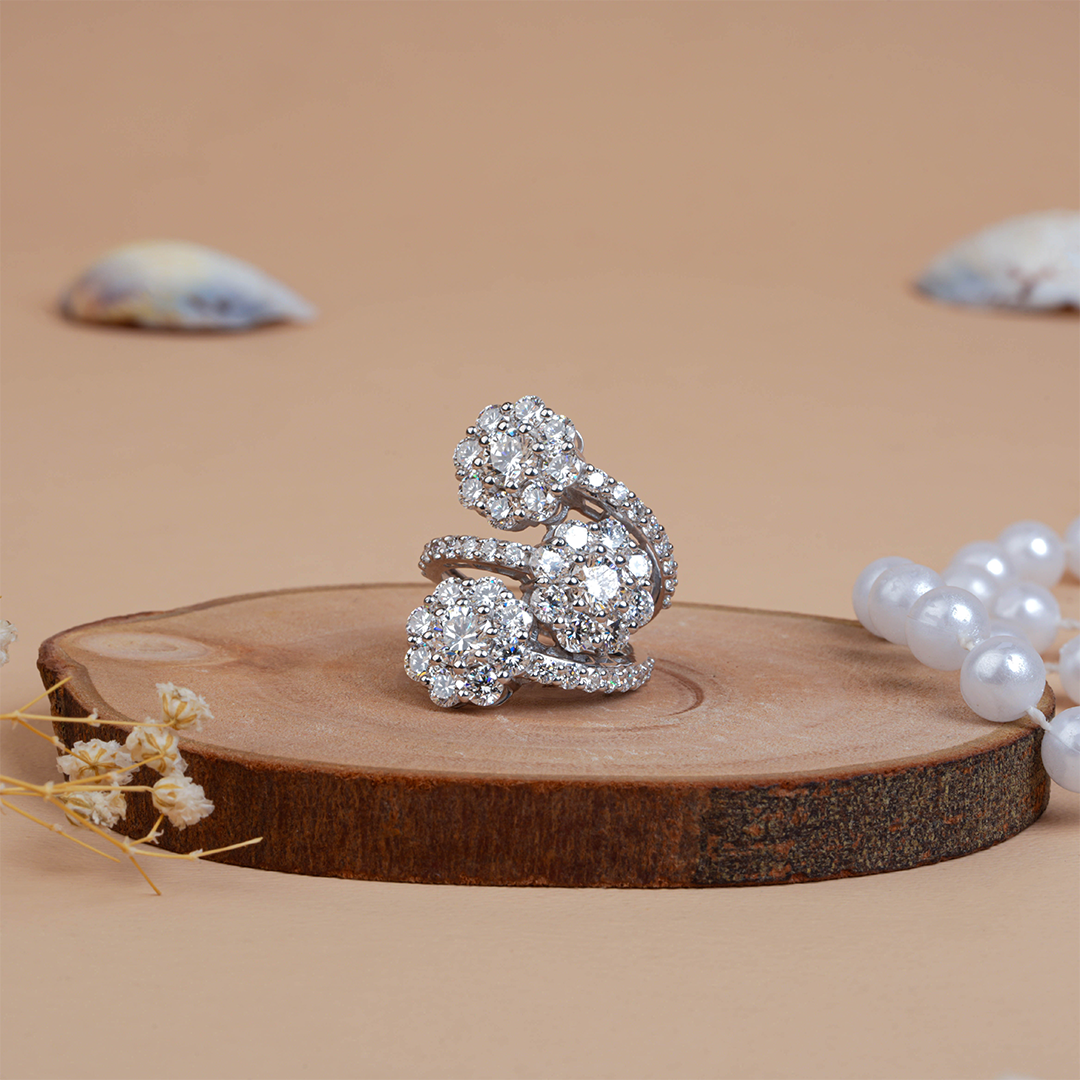 Round Three-Tier Lab-Grown Diamond Cluster Ring