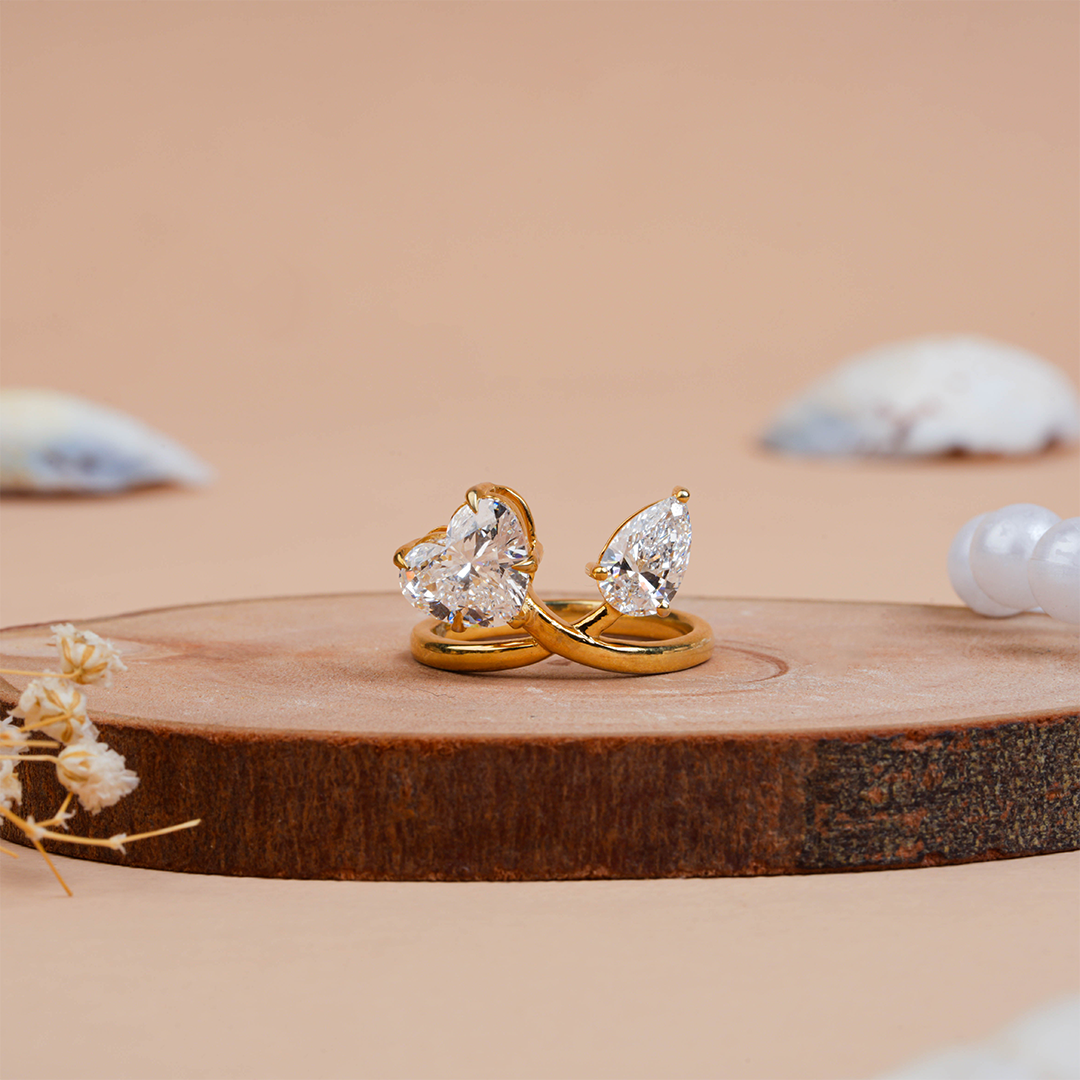 Heart & Pear Cut Diamond Toi-et-Moi Ring for Women