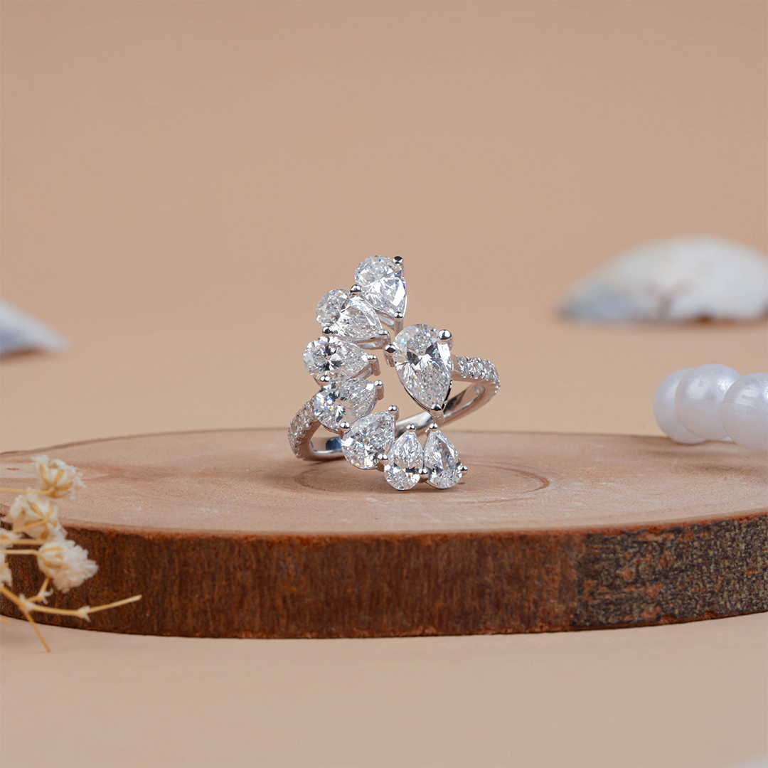 Pear-Cut Lab Grown Diamond Fancy Cluster Ring