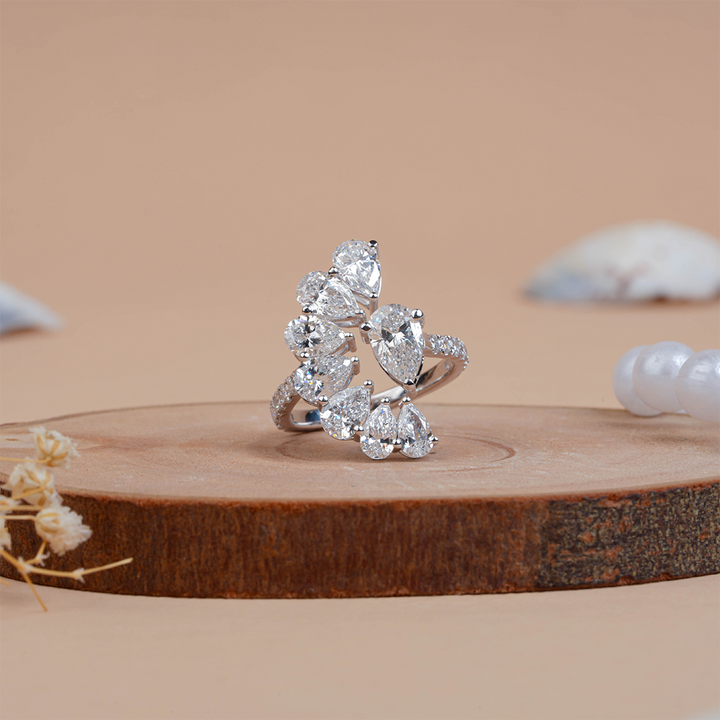 Pear-Cut Lab Grown Diamond Fancy Cluster Ring