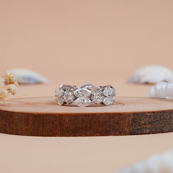 Marquise and Round Cut Diamond Eternity Band for Her