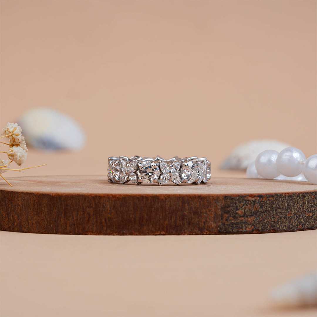 Full Eternity Pear & Round Wedding Band