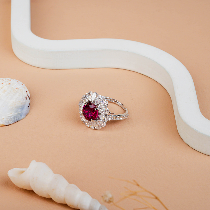 Vintage Pink Sapphire Pear Cut Diamond Engagement Ring