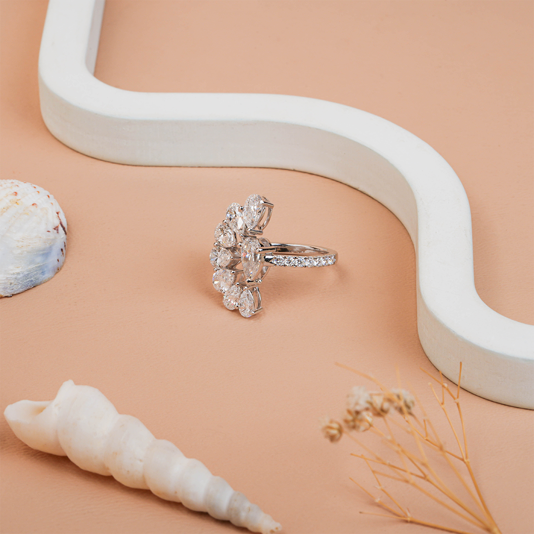 Pear-Cut Lab Grown Diamond Fancy Cluster Ring