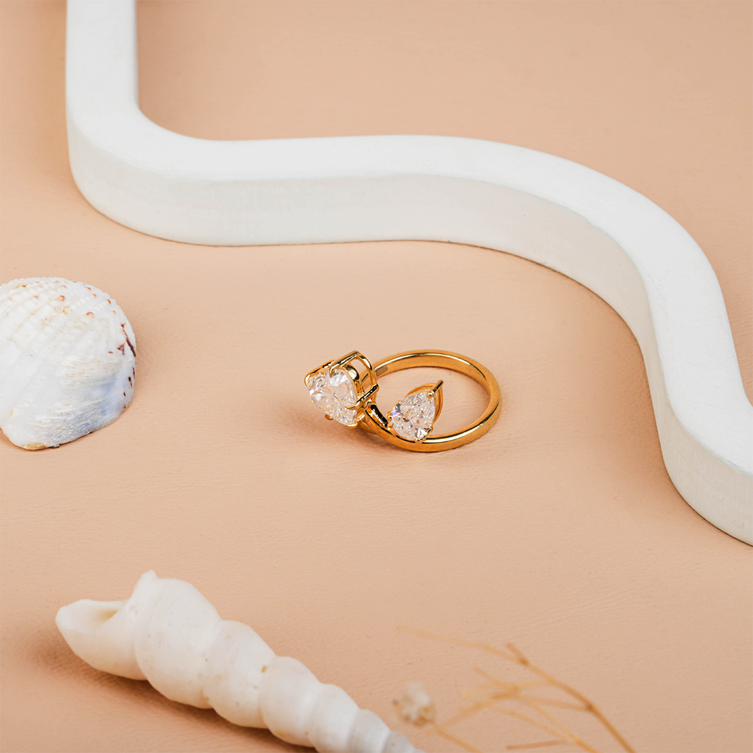 Heart & Pear Cut Diamond Toi-et-Moi Ring for Women