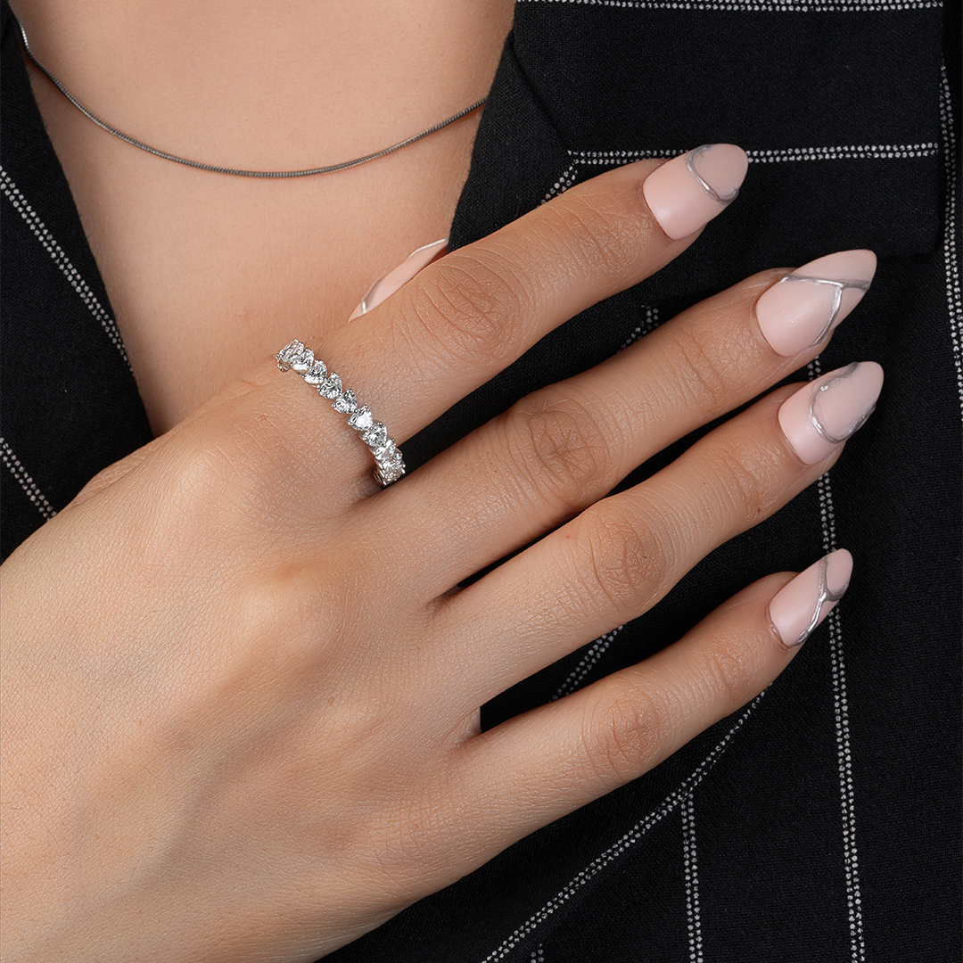 Heart Shape Lab Grown Diamond Full Eternity Wedding Band