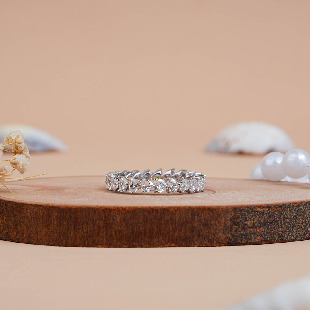 Heart Shape Lab Grown Diamond Full Eternity Wedding Band