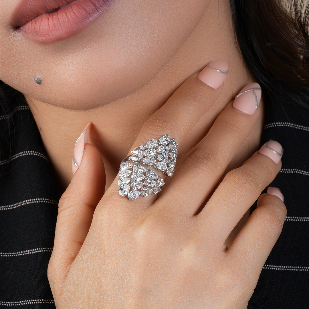 Pear-cut Lab-grown Diamond Bypass Ring