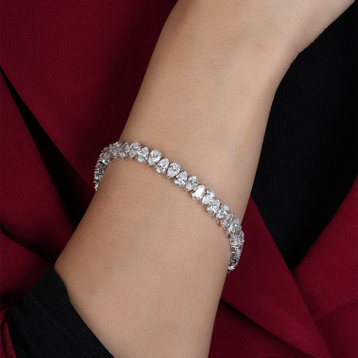 Pear Cut Lab-Grown Diamond Tennis Bracelet