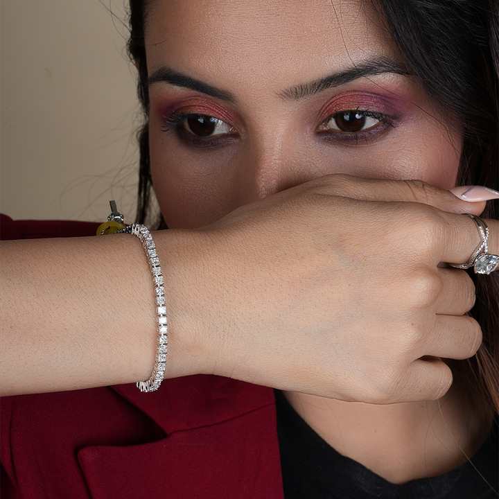 Princess Cut Prong Set Lab Diamond Tennis Bracelet