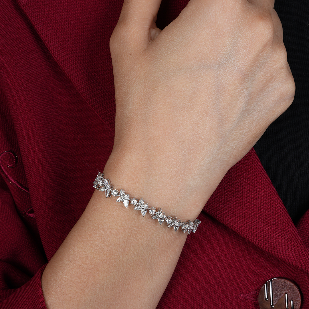 Party Wear Pear & Marquise Cut Lab-Grown Diamond Tennis Bracelet