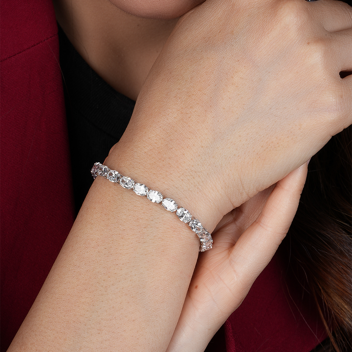 Oval Cut Lab Grown Diamond Tennis Bracelet for Women