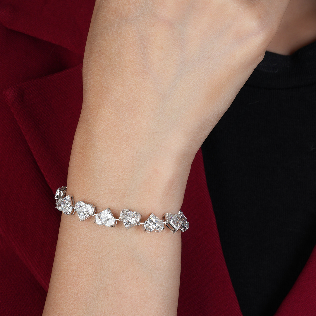 Princess & Half Moon Cut Lab-Grown Diamond Tennis Bracelet