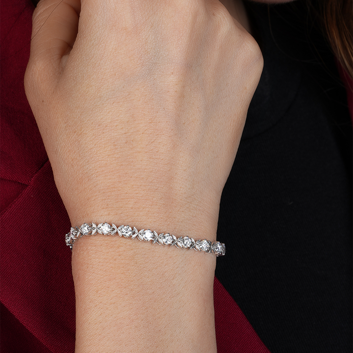 Delicate Round Cut Lab-Grown Diamond Tennis Bracelet